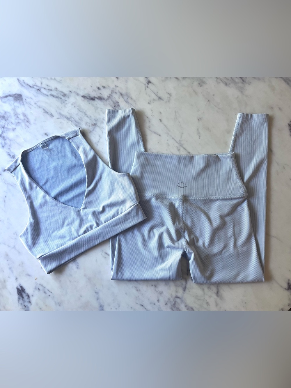 Beyond Yoga Matching Baby Blue Ribbed Activewear Set